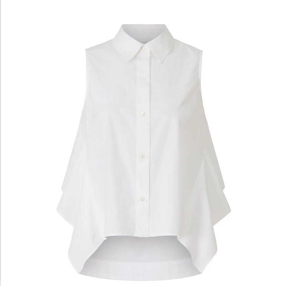 Peter Som • White Ruffle Button Front Tank Top - Picture 14 of 14